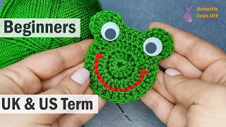 Crochet Frog Pocket hug How to do a crochet applique, keychain, fridge magnets, Christmas ornament