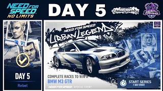 NFS NO LIMITS | DAY 5  - WINNING + TIPS - BMW M3 GTR | NEED FOR SPEED URBAN LEGEND EVENT
