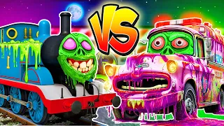 😱Horror Story | HUGE SLIME PIXAR CARS ZOMBIE 🆚 Pixar Cars😱| Flatbed Trailer | BeamNG Drive #9