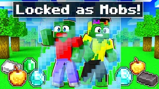 Locked On ONE BLOCK As Mobs In Minecraft!