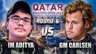 GRABE pala ang ginawang record ng IM na ito! | GM Carlsen vs IM Aditya Qatar Masters 2023 Round 6