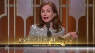 ISABELLE HUPPERT GOLDEN GLOBE 2017 SPEECH - best part