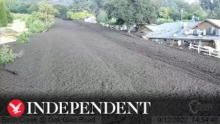 Timelapse of debris flow in San Bernardino mountains amid massive mudslide