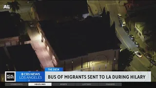 Bus of migrants sent to Los Angeles during Hilary