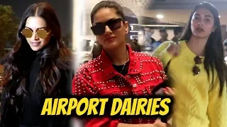 Airport Dairies-Deepika Padukone, Sunny Leone, Pooja Hegde Spotted At Airport