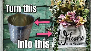 Upcycle Tin Can into Farmhouse Door Hanger | Easy DIY on a Budget