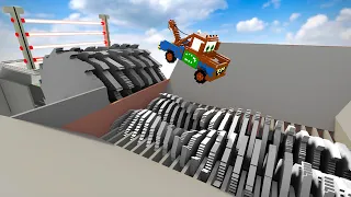 Cars Falling Shredder Factory Via Laser And Cogwheels | Teardown
