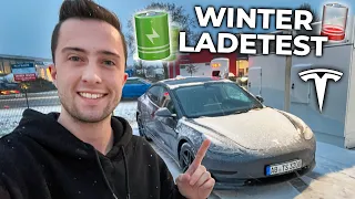 Tesla Model 3 SR: Winter Ladetest bei -3° ist erschreckend! (LFP Akku)
