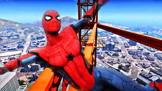GTA 5 Spiderman Epic Jumps #1 - Spider-Man Game Stunts & Fails Ragdolls