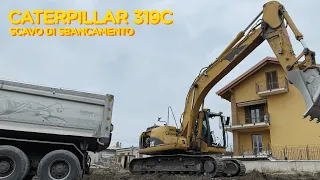 CAT 319C - Excavator digging and loading trucks #caterpillar #cat - 4k