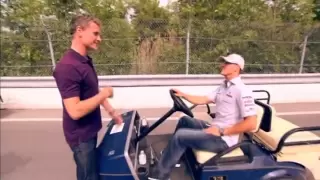 Michael schumacher gives david coulthard a ride at canada gp