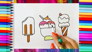 Ice Cream Drawing ,Painting ,Coloring🌈🍦🍨For Kids and Toddlers ✨❤🍧