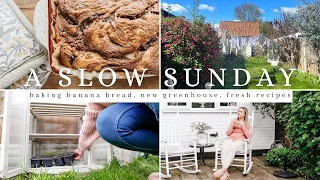 A Slow Sunday In My Cottage | baking banana bread, new green house, easy healthy recipes, q&a