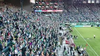 Portland Timbers national anthem and pride tifo display vs Houston