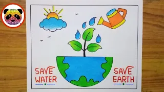 World Water Day Poster Drawing / Save Water Save Earth Drawing / Save Water Save Life Drawing Easy