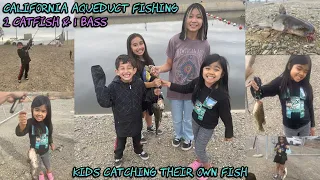 California Aqueduct Fishing - Kids Catching Their Own Fish - 2 CATFISH & 1 BASS