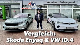 Der große Vergleich: Skoda Enyaq  & VW ID.4 - wir haben beide nebeneinander gestellt & verglichen