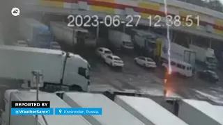 A person is struck by lightning in Krasnodar, Russia.