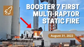 Booster 7 Multi Raptor Static Fire - Four Camera View