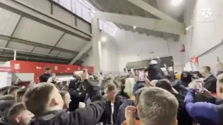 Blackpool fc fans before kick off at stoke city