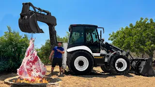 Cooking a Giant Beef Leg With A Tractor! An Unusual Experiment