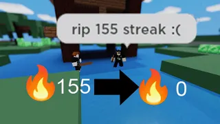 how to officially lose a 155 streak in roblox bedwars