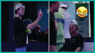 Nadal funnily chokes Rublev after he shows him middle finger 😂 Funny Moments