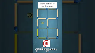 Move 4 match sticks to get 3 squares #matchstick #puzzle #sigmarule #shorts
