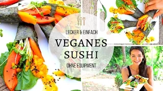 VEGANES SUSHI SELBER MACHEN | einfaches Rezept ohne Equipment | Vegan Temaki (hand rolls) Tutorial