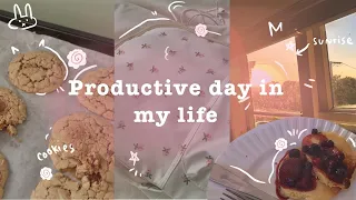 *SHORT*  Aesthetic Productive day in my life !🌾☁️🍥 | sleepover , friends , baking