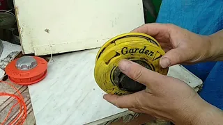 Как разобрать и заправить леску в головку триммера Garden