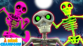 Five Scary Skeletons - Cinq Squelettes Effrayants | Chansons pour enfants d'Halloween