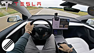 TESLA MODEL Y TOP SPEED DRIVE ON GERMAN AUTOBAHN 🏎