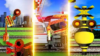 踏切 アニメ | 世界の訳有りふみきり 👍数ランキングTOP10 vol.1 | 4K | Railroad Crossimgs Trains Ambulances