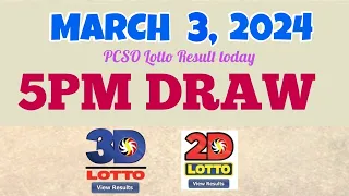 Lotto Result today 5pm March 3, 2024 Swertres Ez2 PCSO#lotto