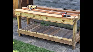 Free Recycled Pallet Workbench - Shelf and Drawers.