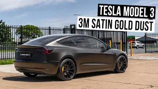 Tesla Model 3 | FULL WRAP in 3M SATIN GOLD DUST