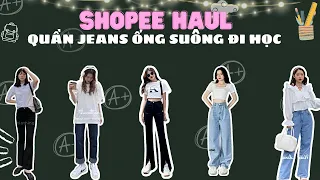 Shopee Haul: Unboxing Quần Jeans ống rộng, ống suông đi học trên Shopee