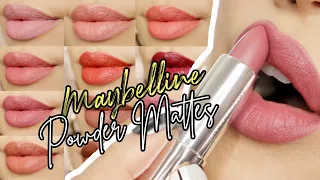 MAYBELLINE Powder Matte Lipstick Lip Swatches on MEDIUM SKIN | LUNA