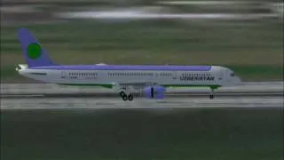 # Landing in Heathrow Uzbekistan 757