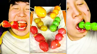 ASMR STRAWBERRY TANGHULU, GUMMY TANGHULU EATING SOUNDS MUKBANG || TikTok Funny Video || HUBA #Shorts