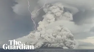 Tonga volcano: ash, smoke and lightning seen before eruption that caused tsunami