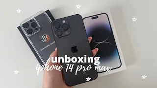 IPHONE 14 PRO MAX 🖤 UNBOXING + accessories | asmr, aesthetic, space black....