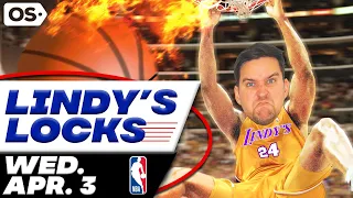 NBA Picks for EVERY Game Wednesday 4/3 | Best NBA Bets & Predictions | Lindy's Leans Likes & Locks