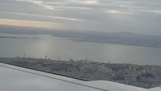 Partida do aeroporto de Lisboa para Viena. Vista aérea Almada, Amora, Seixal e Barreiro.