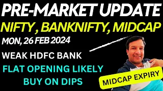 PRE MARKET UPDATE TODAY NIFTY BANKNIFTY FINNIFTY 26 FEB 2024 MONDAY| MIDCAP NIFTY EXPIRY GAP UP DOWN