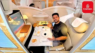 The Complete EMIRATES A380 FIRST CLASS Experience with LUXURY DINING |