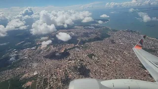 Decolagem do aeroporto de Santarém: o encontro das águas do Tapajós e Amazonas