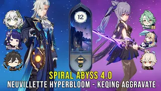 C0 Neuvillette Hyperbloom and C2 Keqing Aggravate - Genshin Impact Abyss 4.0 - Floor 12 9 Stars