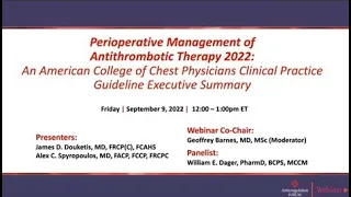 New CHEST Guideline: Perioperative Management of Antithrombotic Therapy